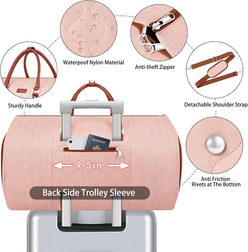 ITIEZY Garment Duffel Bag for Travel - Convertible Carry on Garment Duffel Travel Bag for Women Men Large Weekender Bag with Shoes Pouch 2 in 1 Hanging Suit Travel Duffel Bag 3pcs Set - Image 5